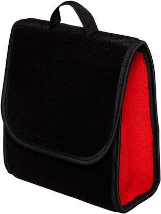 Kuferek samochodowy do bagażnika - MAX-DYWANIK (pionowy) – Czarny ( z czerwonymi boczkami - taśma czarna)