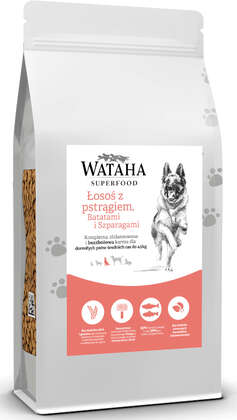Karma - Wataha SuperFood psy dorosłe do 45kg łosoś z pstrągiem batatami i szparagami waga 2kg - 440521