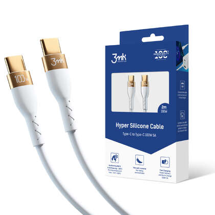 Kabel USB-C - USB-C 3mk Hyper Silicone Cable C to C 2m 100W Biały