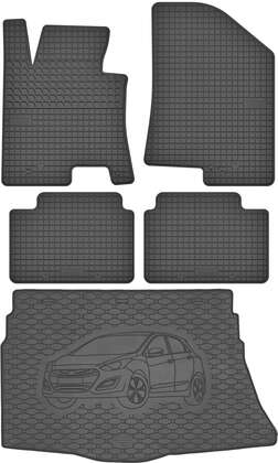 Hyundai i30 II Hatchback 2011-2016 Bagażnik RIGUM 810226 + Dywaniki MOTOHOBBY 150402