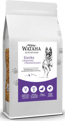 Karma - Wataha SuperFood sucha psy dorosłe do 45kg kaczka z batatami i pomarańczami waga 12kg - 440509