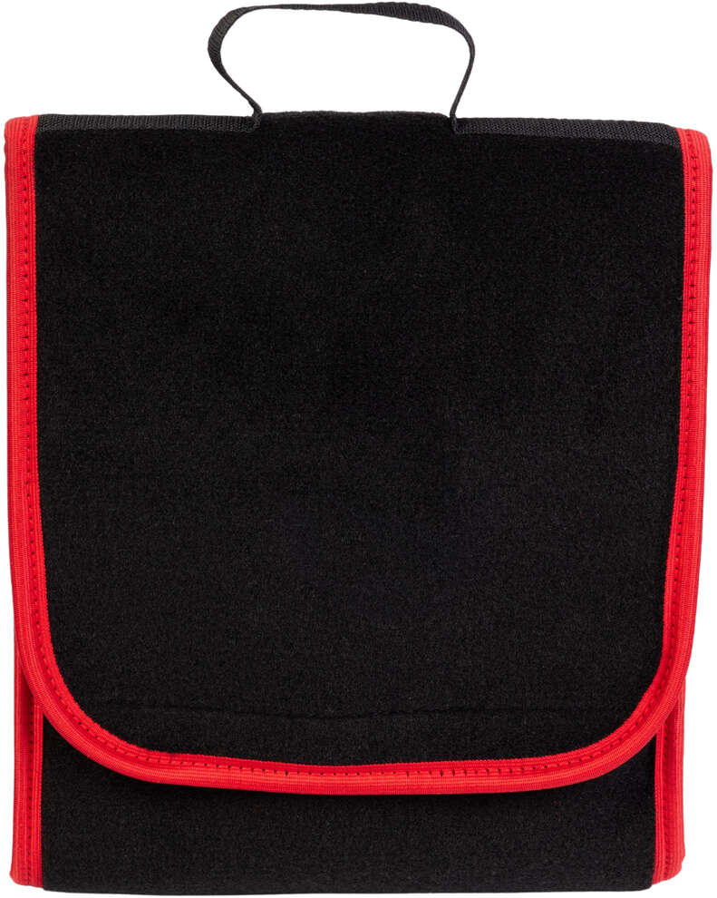 Kuferek samochodowy do bagażnika - MAX-DYWANIK (pionowy) – Czarny ( z czerwonymi boczkami)