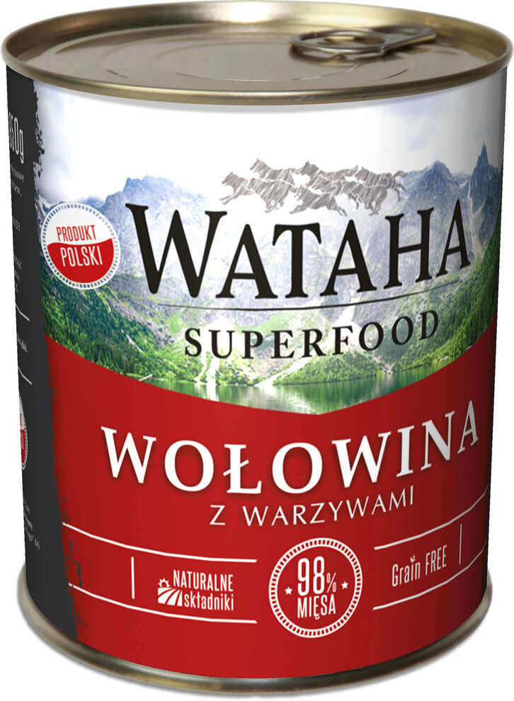 Karma - Wataha SuperFood mokra dla psa 98% wołowiny z dodatkiem warzyw i witamin puszka 850g - 440320
