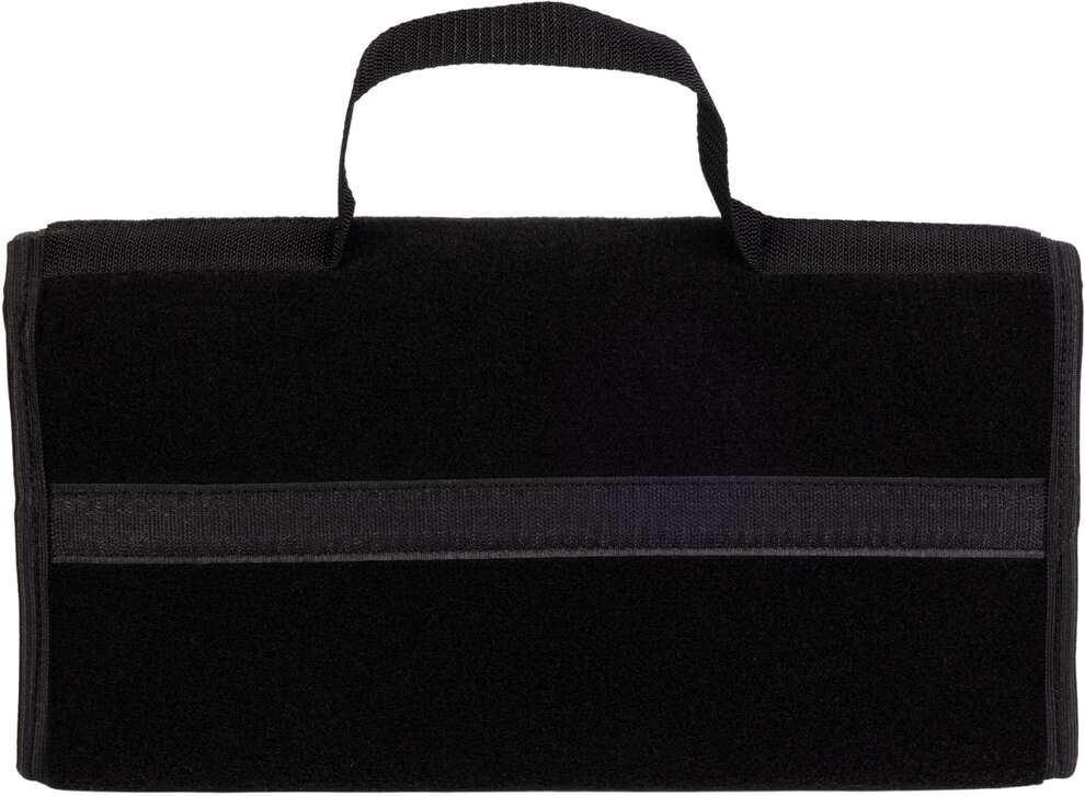 Kuferek samochodowy do bagażnika - MAX-DYWANIK (poziomy) – Czarny ( z beżowymi boczkami - taśma czarna)