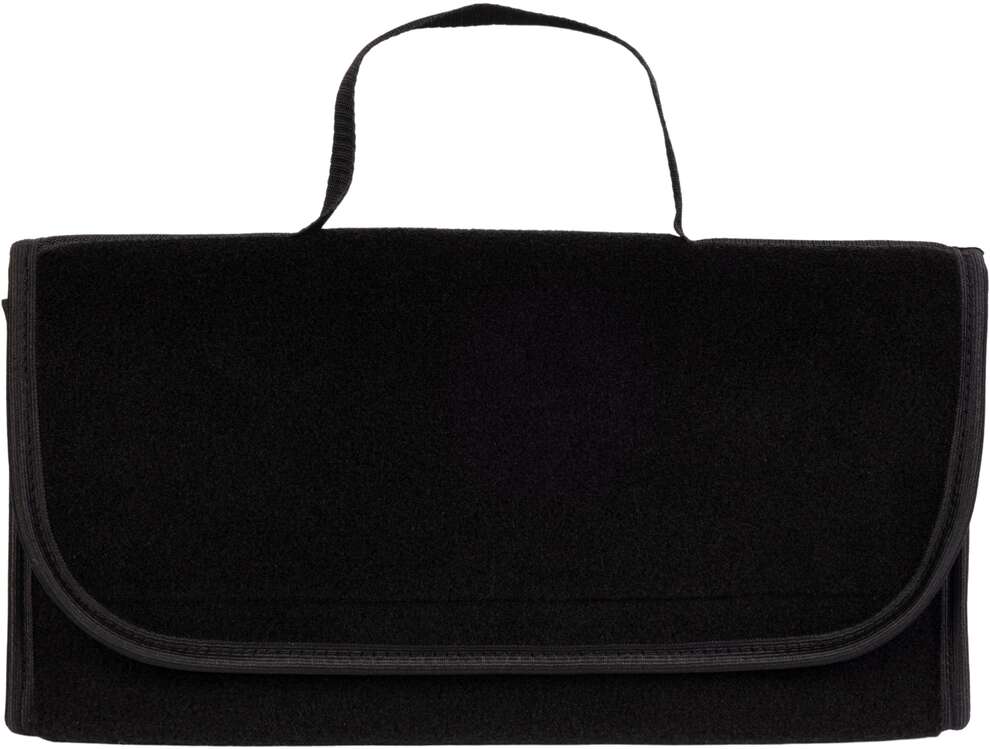 Kuferek samochodowy do bagażnika - MAX-DYWANIK (poziomy) – Czarny ( z popielatymi boczkami - taśma czarna)