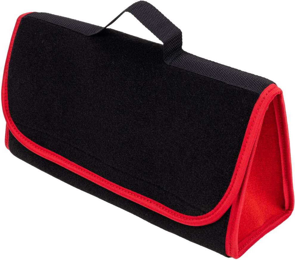 Kuferek samochodowy do bagażnika - MAX-DYWANIK (poziomy) – Czarny ( z czerwonymi boczkami)